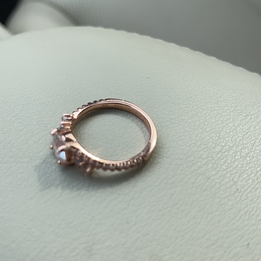 Rose gold over sterling silver and CZ ring - Picture 3 of 4